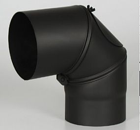 Kouřovod koleno otočné s čistícím otvorem 150/ stavitelné 0-90st. 1,5mm, černé A97.051500