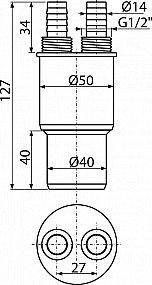 Alcadrain AKS6 redukce HT 40/50 x G1/2