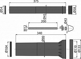 Alcadrain M9000 prodloužení k wc