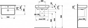 LAUFEN PRO S H8189580001041 umyvadlo 55 × 38 cm, s 1 otvorem pro baterii, bílá