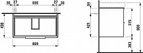 LAUFEN BASE H4023921102611 skříňka pod umyvadlo 80,9×53,1×43,8 cm, 2 zásuvky, pro umyvadlo Laufen Pro S H813965