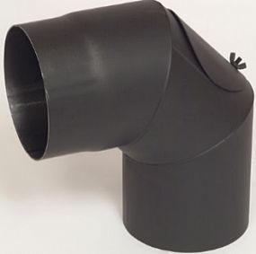 Kouřovod koleno s čistícím otvorem 130/45st. 1,5mm, černé A97.051345