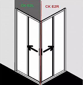 KERMI-Cada XS CKE2L080202PK rohový vstup 2-dílný 80cm (posuvné dveře)