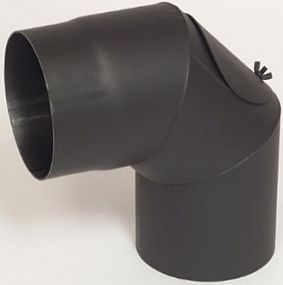 Kouřovod koleno s čistícím otvorem 150/45st. 1,5mm, černé A97.051545