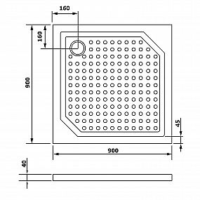 GELCO ANETA90 sprchová vanička z litého mramoru, čtverec 90x90cm, GA009