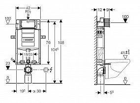 GEBERIT Kombifix 110.302.00.5 montážní prvek pro závěsné WC, 108 cm, se splachovací nádržkou pod omítku Sigma 12 cm