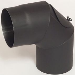 Kouřovod koleno s čistícím otvorem 130/90st. 1,5mm, černé A97.051390