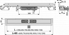 Alcadrain APZ104 750 podlahový žlab