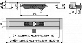 Alcadrain APZ101 750 podlahový žlab