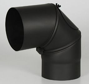 Kouřovod koleno otočné s čistícím otvorem 150/ stavitelné 0-90st. 2mm, černé A99.052500