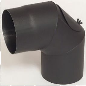 Kouřovod koleno s čistícím otvorem 150/90st. 2mm, černé A99.051590
