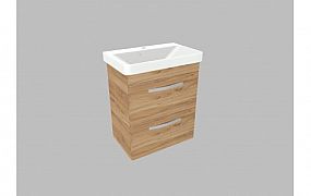 Willy nábytek Plus KR WPLXT70.17.17 koupelnová skříňka s keramickým umyvadlem, barva ořech/pacifik