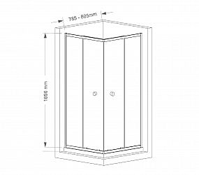 SAPHO AQUALINE HLF808Y AGGA čtvercová sprchová zástěna 800x800mm, čiré sklo