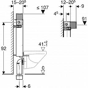 GEBERIT Kombifix 110.010.00.1 montážní prvek pro závěsné WC, 98 cm, se splachovací nádržkou pod omítku Omega 12 cm