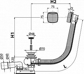 Alcadrain A51CR sifon vanový automat komplet - chrom