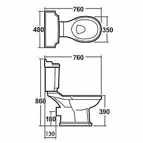 SAPHO AQUALINE ANTIK WC nádržka včetně splachovacího mechanismu, bílá, AK107-208