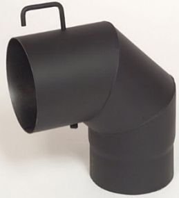 Kouřovod koleno s klapkou 150/90st. 1,5mm, černé A97.081590