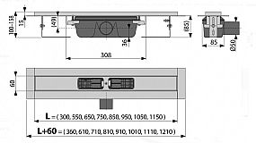 Alcadrain APZ1 1050 podlahový žlab