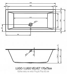 Riho Lugo Plug & Play Back2Wall vana 170x75cm B132019005