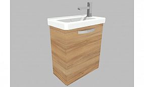 Willy nábytek Plus KR WPKCKM45.17.17P koupelnová skříňka s keramickým umyvadlem, otvírání levé, barva ořech/pacific