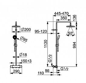 HANSA MICRA 443501300009 sprchová baterie s dešťovou sprchou