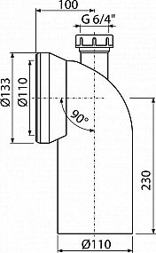 Alcadrain A90-90 P40 dopojení k WC s připojením DN40 – koleno 90°