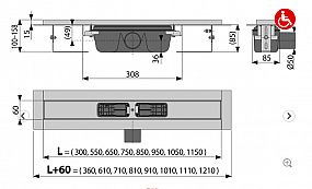 Alcadrain APZ1 550 podlahový žlab